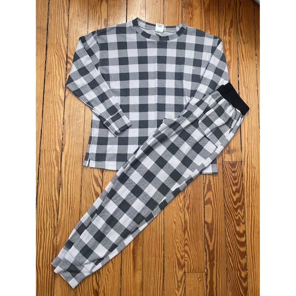 Victoria's Secret Pink Waffle Knit PJ‎ Set Grey Check, Xsmall, Pajamas, Jogger